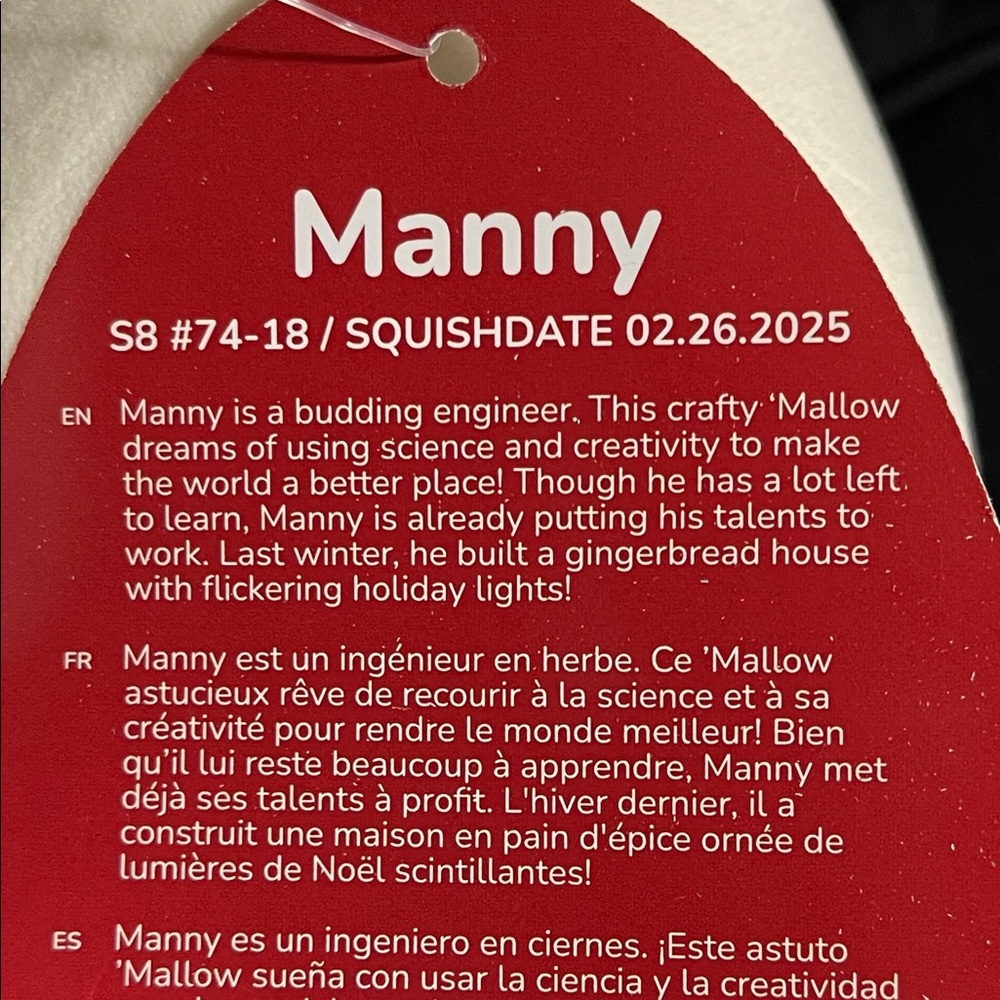 Squishmallow Manny Festive Snowman Plush with Hat NWT - Picture 5 of 5